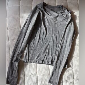 Lululemon Striped Long-Sleeve Crew Neck Top - Black & White
